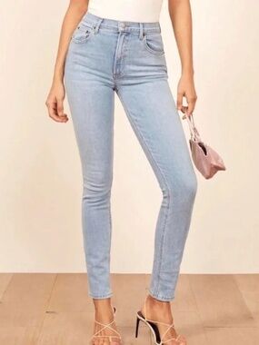 Reformation High and Skinny Crop Jeans Light Wash 29